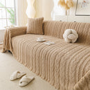 Thick Cozy 3D Cable Sofa Throw Cover, Plush Jacquard Warm Fleece Throw Blanket