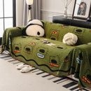 Cute Chenille Couch Cover Throw, Cartoon Soft Washable Sofa Cover for Sectional Sofas