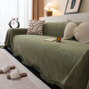 Chenille Sofa Cover Throw Blanket, Woven Textured Minimalist Wabi-Sabi Couch Cover