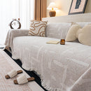 Chenille Sofa Cover Throw Blanket, Woven Textured Minimalist Wabi-Sabi Couch Cover