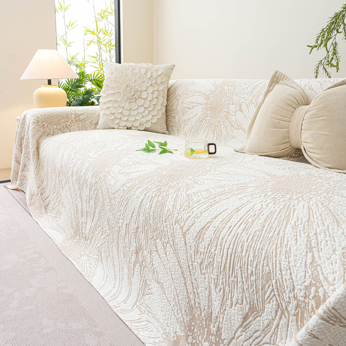 Cooling Botanical Jacquard Couch Cover Decorative Furniture Cover for Loveseat & Sofas, photo 40 of 41