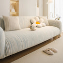 Ribbed Washable Sofa Cover, High Stretch Striped Couch Slipcover with Tie Straps by Slipcover KAS™