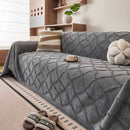 Soft Chenille Sofa Throw Cover, Raised Geometric Texture Furniture Protector Blanket