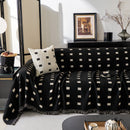 Sofa Throw Blanket with Woven Geometric Pattern & Tassels, Soft & Thick Couch Cover