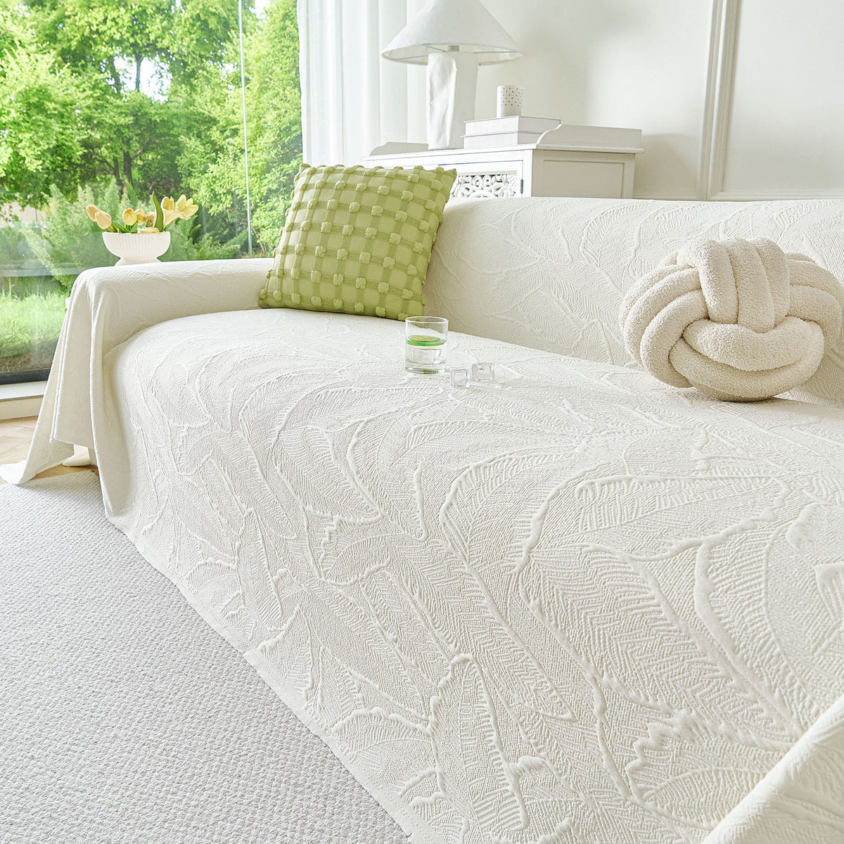 Embossed Leaf Pattern Sofa Cover Blanket for Couch, Soft Cooling Textured Couch Cover, photo 41 of 41
