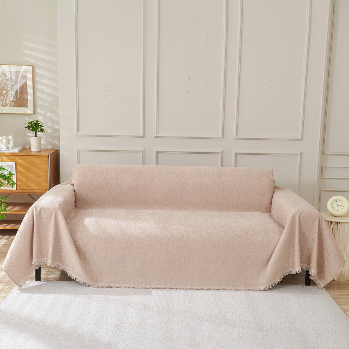 Solid Color Chenille Sofa Throw Blanket, Modern Decor Soft Couch Cover with Fringes, photo 41 of 42