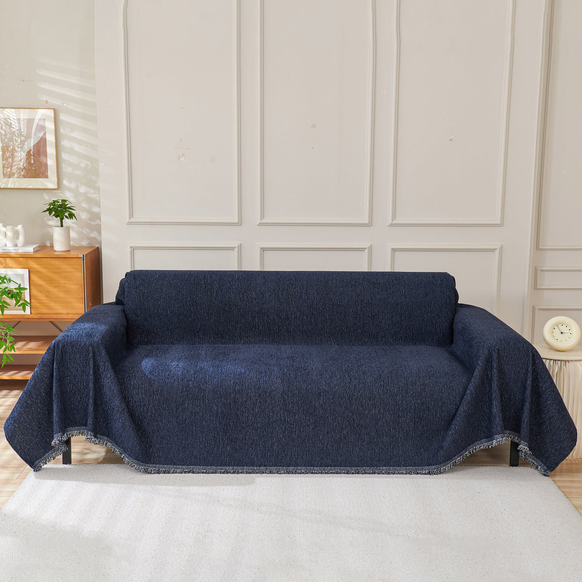 Solid Color Chenille Sofa Throw Blanket, Modern Decor Soft Couch Cover with Fringes, photo 38 of 42
