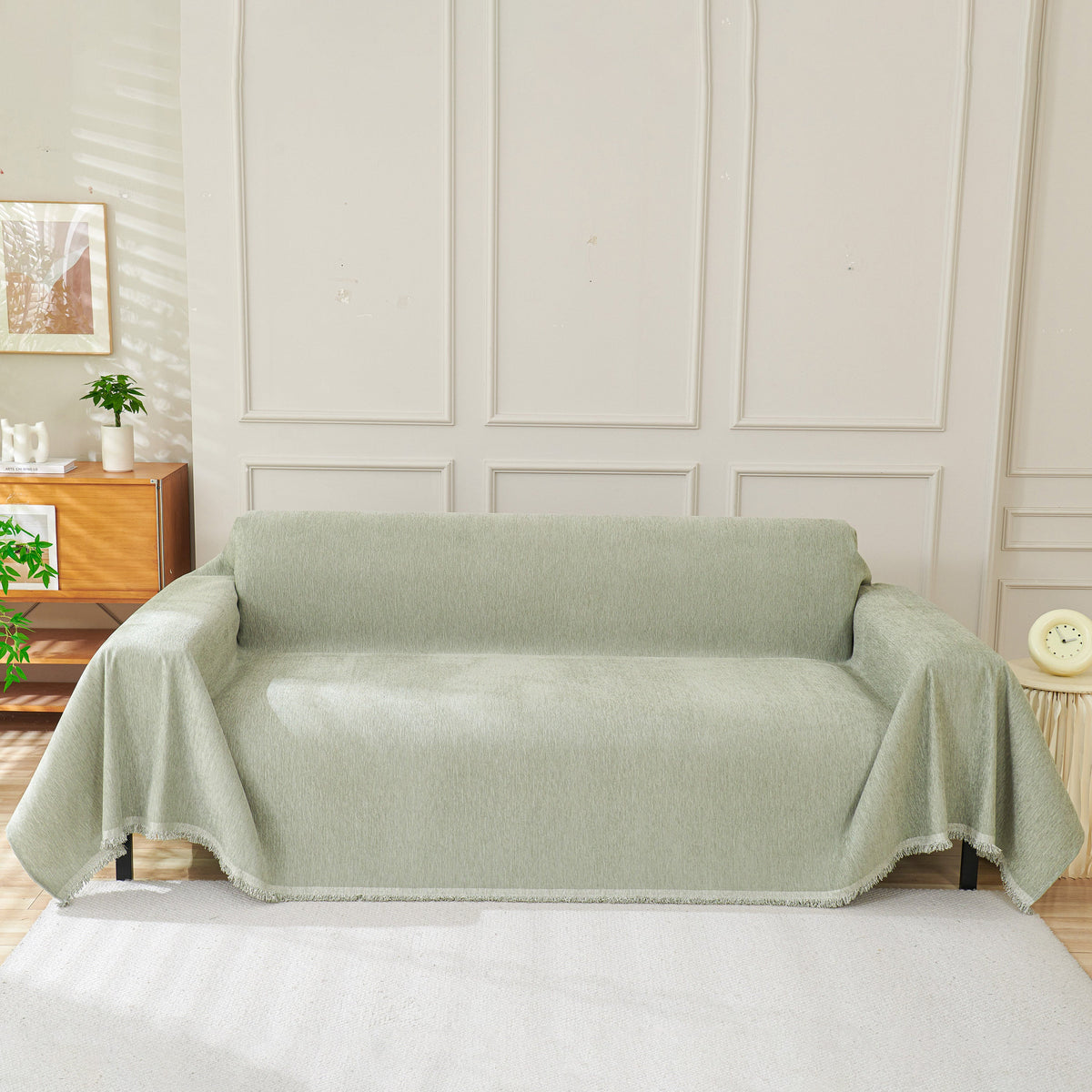 Solid Color Chenille Sofa Throw Blanket, Modern Decor Soft Couch Cover with Fringes, photo 42 of 42