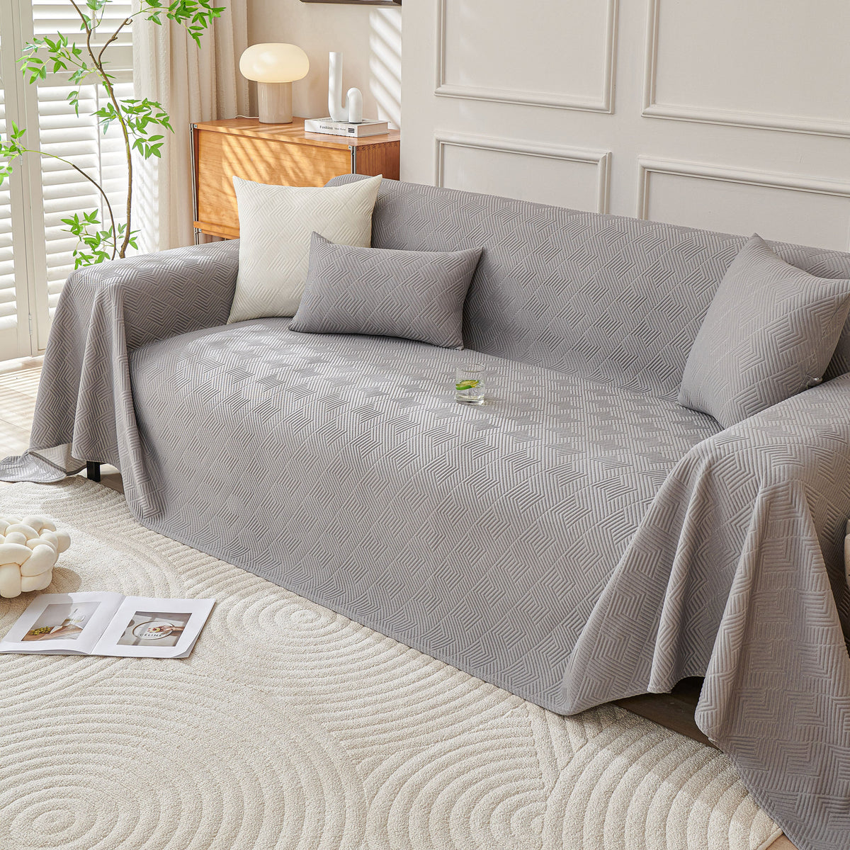 Cooling Scratch Proof Large Sofa Throw Cover, Geometric Texture Couch Protector, photo 23 of 44