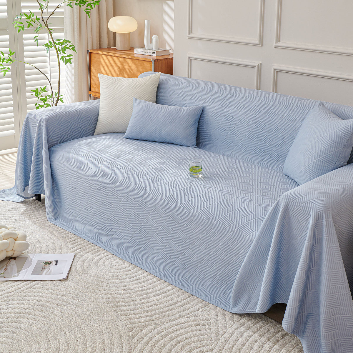 Cooling Scratch Proof Large Sofa Throw Cover, Geometric Texture Couch Protector, photo 41 of 44