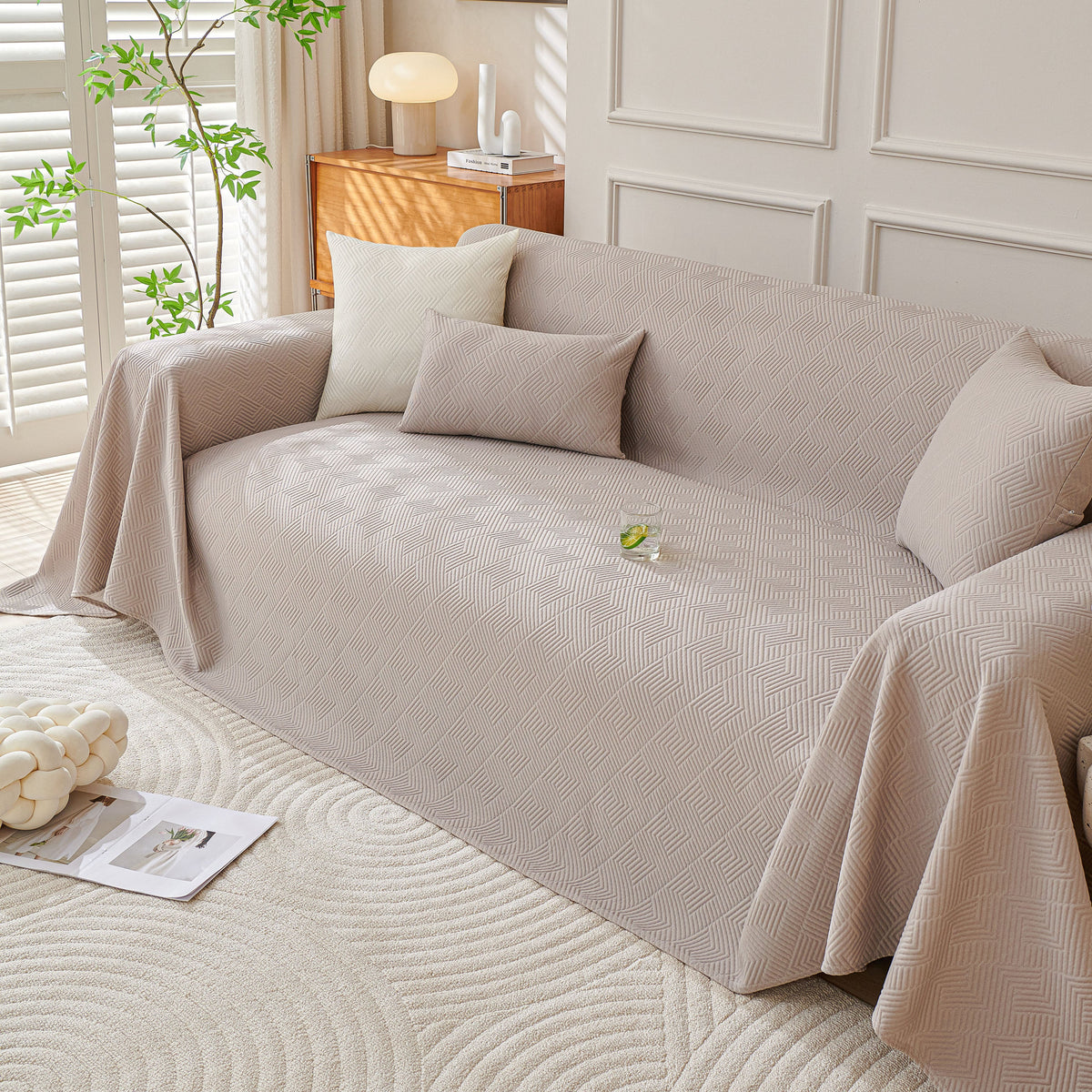 Cooling Scratch Proof Large Sofa Throw Cover, Geometric Texture Couch Protector, photo 42 of 44