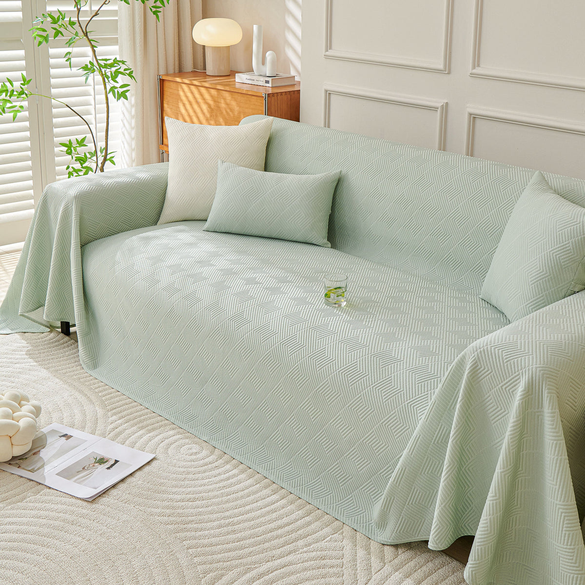 Cooling Scratch Proof Large Sofa Throw Cover, Geometric Texture Couch Protector, photo 43 of 44