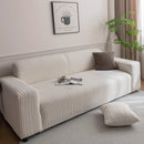 Plush Fleece Sofa Slipcover with 3D Wheat Pattern, Cozy High-Stretch Couch Cover by Slipcover KAS™