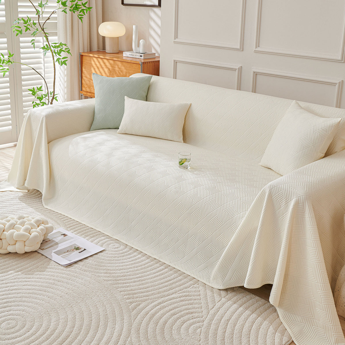 Cooling Scratch Proof Large Sofa Throw Cover, Geometric Texture Couch Protector, photo 44 of 44