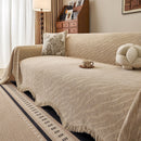 Wavy Wave Pattern Woven Couch Cover with Fringe Tassel, Soft Furniture Cover Protector