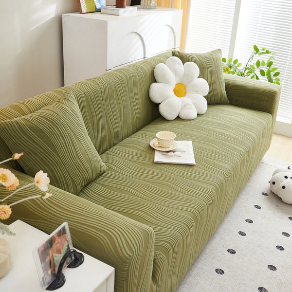 Textured Wave Stretch Sofa Couch Cover, Soft Washable Spandex Furniture Slipcovers