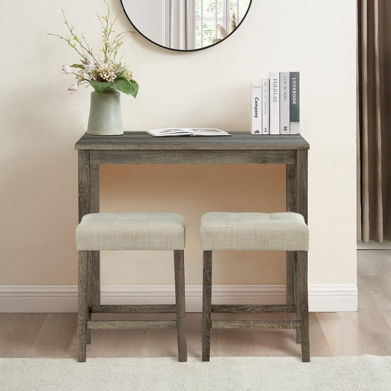 1 Traditional Breakfast Dining Table Set with 2 Stools for Apartment, photo 13 of 14