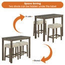 1 Traditional Breakfast Dining Table Set with 2 Stools for Apartment