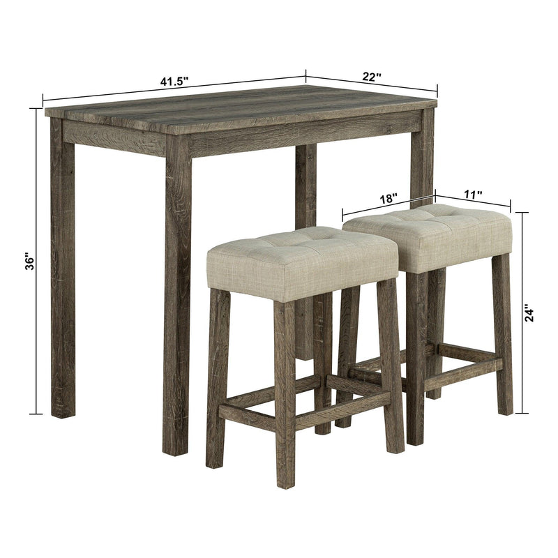 1 Traditional Breakfast Dining Table Set with 2 Stools for Apartment, photo 14 of 14