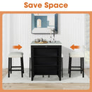 36" Modern Dining Table Set with 2 Stool, High Gloss Table Top, USB-A & USB-C Charging Ports