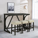 59" Rustic Dining&Bar Table Set with 3 Stools for Apartment, USB-A & USB-C Charging Ports by ParrotUncle