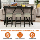 59" Rustic Dining&Bar Table Set with 3 Stools for Apartment, USB-A & USB-C Charging Ports