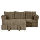 Brown Faux Fur Oversized Convertible Sleeper Sectional Sofa Couch Daybed and Chair Pull Out with 2 Pillows, USB Charging Ports for Living Room