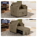 Brown Faux Fur Oversized Convertible Sleeper Sectional Sofa Couch Daybed and Chair Pull Out with 2 Pillows, USB Charging Ports for Living Room