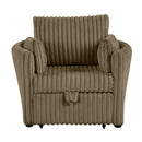 Brown Faux Fur Oversized Convertible Sleeper Sectional Sofa Couch Daybed and Chair Pull Out with 2 Pillows, USB Charging Ports for Living Room