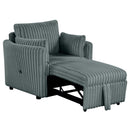 Dark Gray Faux Fur Oversized Convertible Sleeper Sectional Sofa Couch Daybed and Chair Pull Out with 2 Pillows, USB Charging Ports for Living Room