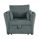 Dark Gray Faux Fur Oversized Convertible Sleeper Sectional Sofa Couch Daybed and Chair Pull Out with 2 Pillows, USB Charging Ports for Living Room