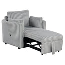 Light Gray Faux Fur Oversized Convertible Sleeper Sectional Sofa Couch Daybed and Chair Pull Out with 2 Pillows, USB Charging Ports for Living Room