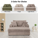 54 Inch Contemporary Indoor Upholstered Chaise Lounge Plush Sleeper Chair with Throw Pillows, 2 Cup Holders and Magazine Bags for Living Room by Parrot Uncle