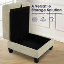 Beige 3 Piece Set Comfy Sofa Couch 3-Seater & Loveseat Sofa with Storage Ottoman with USB