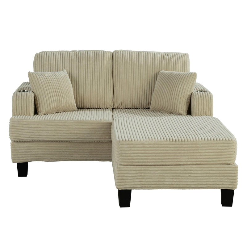 Beige 3 Piece Set Comfy Sofa Couch 3-Seater & Loveseat Sofa with Storage Ottoman with USB