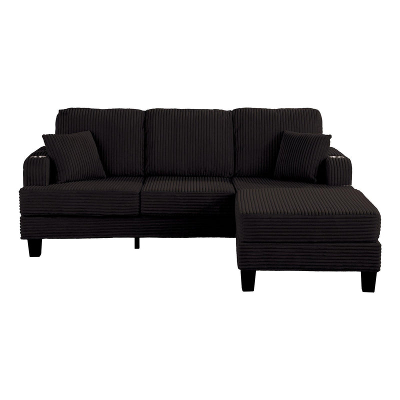 Black 3 Piece Set Comfy Sofa Couch 3-Seater & Loveseat Sofa with Storage Ottoman for Living Room with USB, Side Pockets, Pillows included