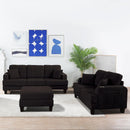 Black 3 Piece Set Comfy Sofa Couch 3-Seater & Loveseat Sofa with Storage Ottoman for Living Room with USB, Side Pockets, Pillows included by ParrotUncle