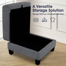 Dark Gray 3 Piece Set Comfy Sofa Couch 3-Seater & Loveseat Sofa with Storage Ottoman for Living Room with USB, Side Pockets, Pillows included