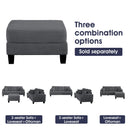 Dark Gray 3 Piece Set Comfy Sofa Couch 3-Seater & Loveseat Sofa with Storage Ottoman for Living Room with USB, Side Pockets, Pillows included