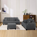 Dark Gray 3 Piece Set Comfy Sofa Couch 3-Seater & Loveseat Sofa with Storage Ottoman for Living Room with USB, Side Pockets, Pillows included by ParrotUncle