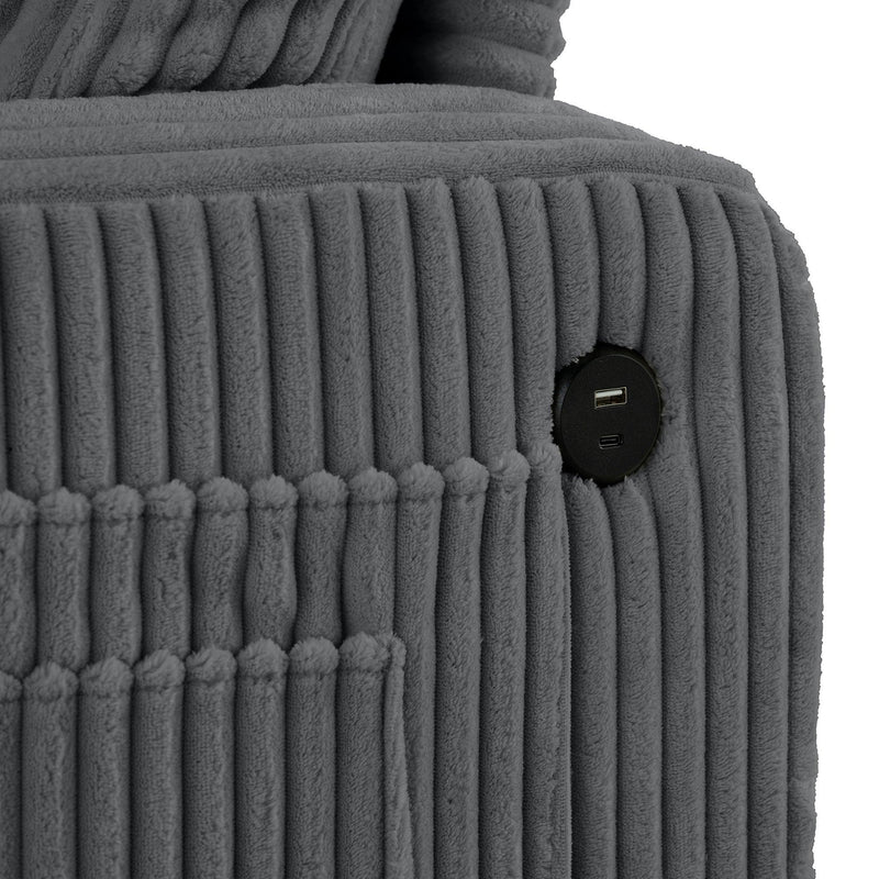 Dark Gray 3 Piece Set Comfy Sofa Couch 3-Seater & Loveseat Sofa with Storage Ottoman for Living Room with USB, Side Pockets, Pillows included