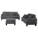 Dark Gray 3 Piece Set Comfy Sofa Couch 3-Seater & Loveseat Sofa with Storage Ottoman for Living Room with USB, Side Pockets, Pillows included