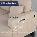 Beige 3-Piece Sofa Set with Storage Ottoman & USB Charging