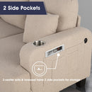 Beige 3-Piece Sofa Set with Storage Ottoman & USB Charging by ParrotUncle