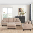 Beige 3-Piece Sofa Set with Storage Ottoman & USB Charging