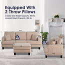 Beige 3-Piece Sofa Set with Storage Ottoman & USB Charging
