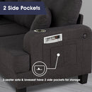 Dark Gray 3-Piece Sofa Set with Storage Ottoman & USB Charging