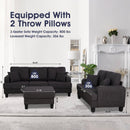 Dark Gray 3-Piece Sofa Set with Storage Ottoman & USB Charging