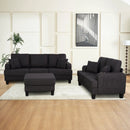 Dark Gray 3-Piece Sofa Set with Storage Ottoman & USB Charging by Parrot Uncle