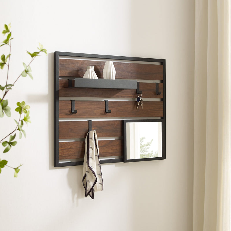 43" Slatted Wall Organizer with Mirror